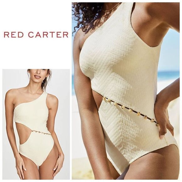 New. Red Carter Asymmetric ivory swimsuit. MSRP $162. Medium